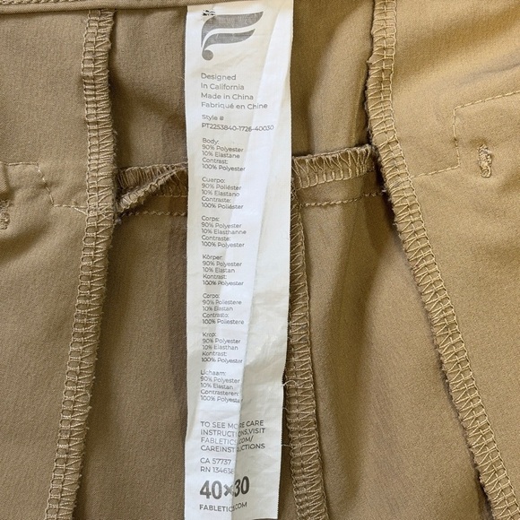 Fabletics Only Pant Classic Fit Dark Twill Tan 40x30 - Picture 3 of 6